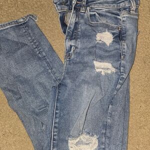 American Eagle Outfitters Blue Distressed Skinny Jeans
